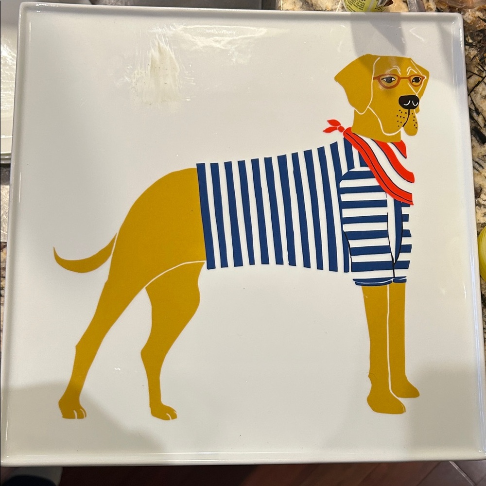 Claudia Pearson West Elm Square Great Dane Retriever Platter Tray Plate Dish